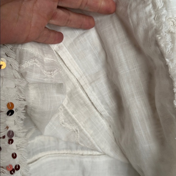 New! ANTHROPOLOGIE ivory beaded tassels and sequins strappy dress S - Picture 6 of 10